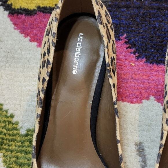 Liz Claiborne round toe leather leopard stiletto heels size 9 new - Picture 3 of 10